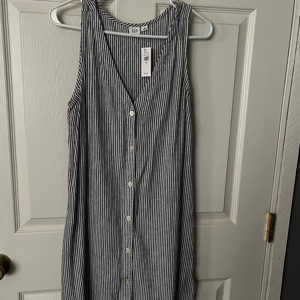 GAP NWT XS Navy Linen Seersucker Dress